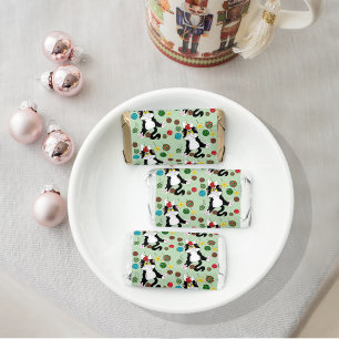 Funny Cute Black White Tuxedo Cat Holiday Green Hershey's Miniatures
