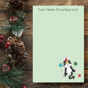 Funny Cute Black White Tuxedo Cat Holiday Green Post-it Notes