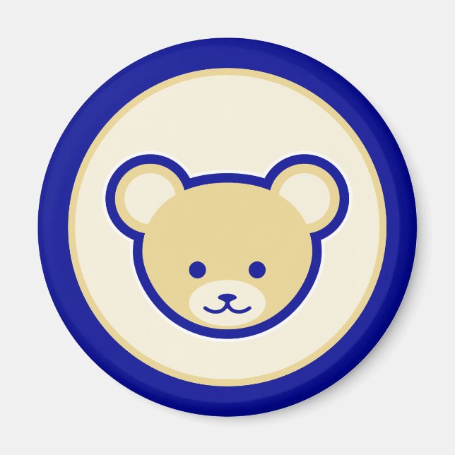 Funny Cute Blue Beige Teddy Bear Cartoon Art Magnet (Front)