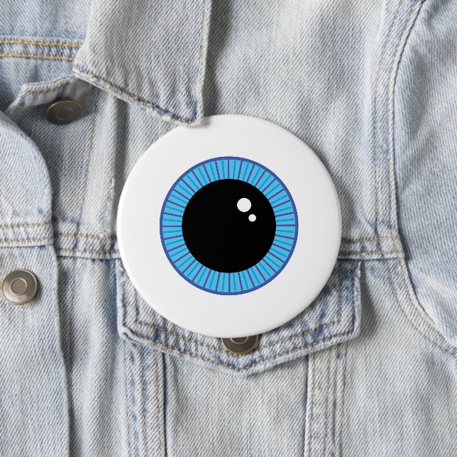 Funny Cute Blue Eyeball Button (In Situ)