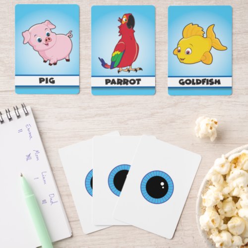 Funny Cute Blue Eyeball Matching Game Cards