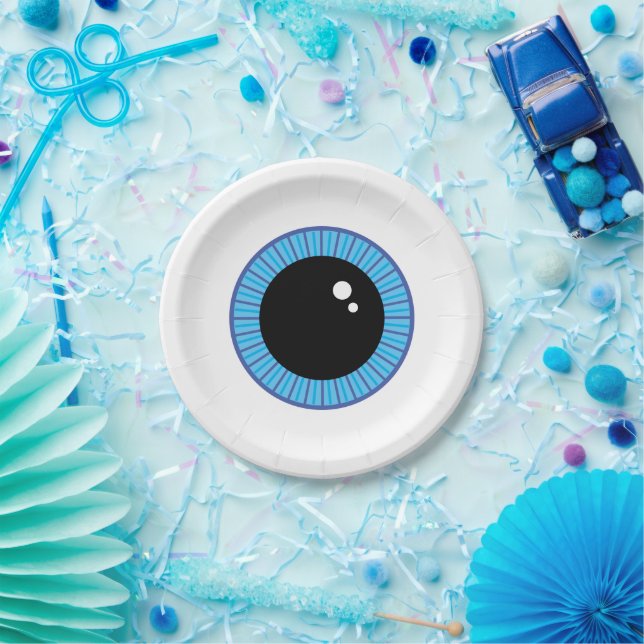 Funny Cute Blue Eyeball Paper Plates (Party)