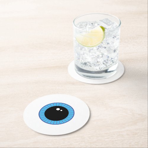 Funny Cute Blue Eyeball Round Paper Coaster