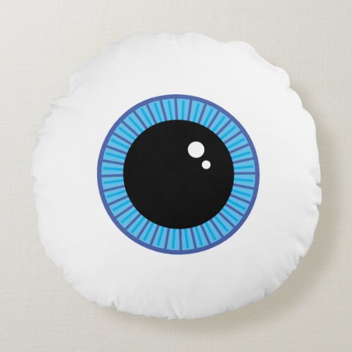 Funny Cute Blue Eyeball Round Pillow