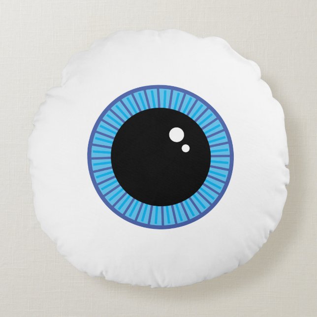 Funny Cute Blue Eyeball Round Pillow (Front)