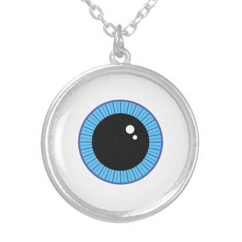 Funny Cute Blue Eyeball Silver Plated Necklace