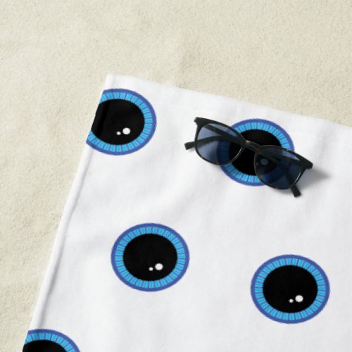 Funny Cute Blue Eyes Beach Towel