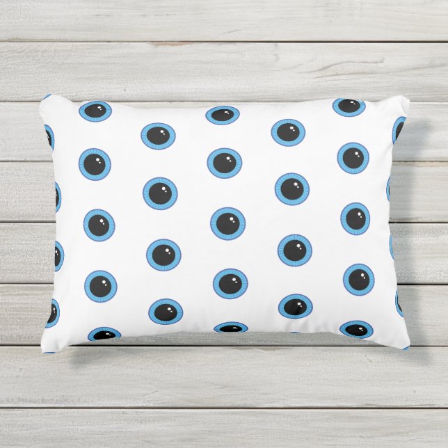 Funny Cute Blue Eyes Outdoor Pillow (Front)