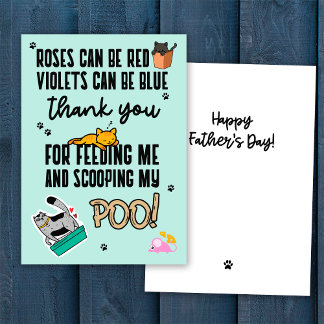 Funny Cute Blue Happy Father's Day From Cat Card