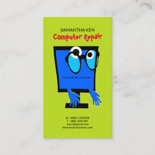 Funny Cute Blue PC Repair Business Card