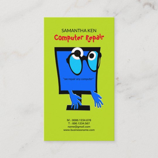  Funny Cute Blue PC Repair Business Card Zazzle com