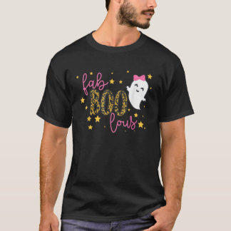 Funny Cute Boo Ghost Halloween Fab Boo Lous Leopar T-Shirt