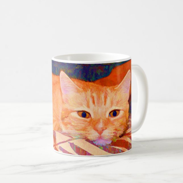 Funny Cute Bright Orange Tabby Cat Coffee Mug (Front Right)