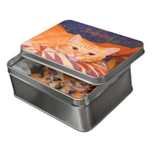 Funny Cute Bright Orange Tabby Cat Jigsaw Puzzle