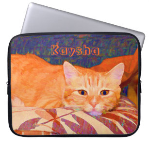 Funny Cute Bright Orange Tabby Cat Laptop Sleeve