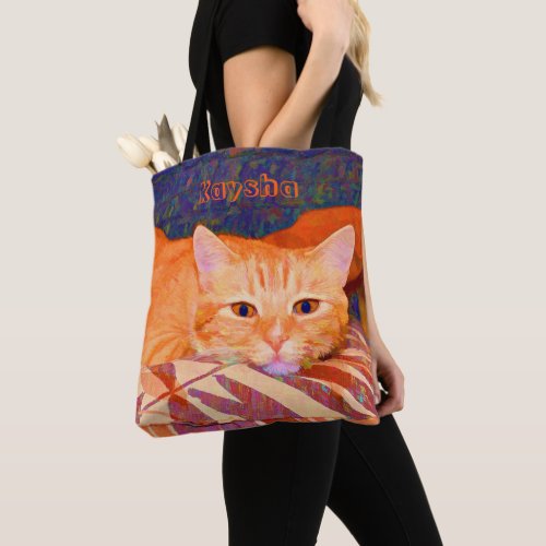 Funny Cute Bright Orange Tabby Cat Tote Bag