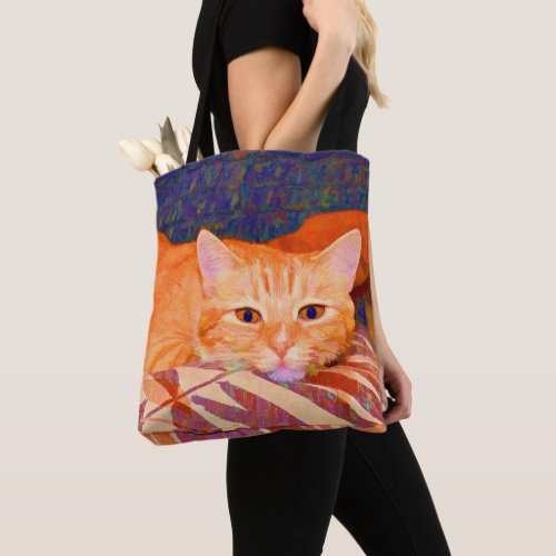 Funny Cute Bright Orange Tabby Cat Tote Bag