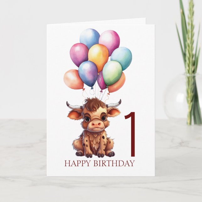 Funny Cute Brown Cow Card (Front)