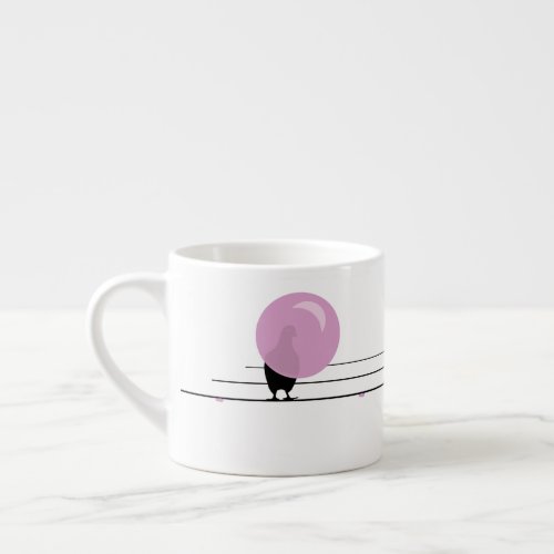 Funny Cute Bubblegum Birds on a Wire White Espresso Cup