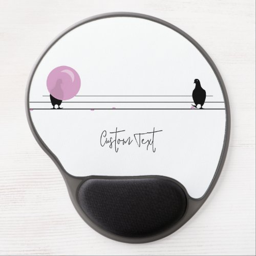 Funny Cute Bubblegum Birds on a Wire White Gel Mouse Pad