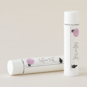 Funny Cute Bubblegum Birds on a Wire White Lip Balm