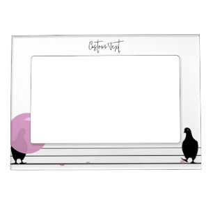 Funny Cute Bubblegum Birds on a Wire White Magnetic Frame