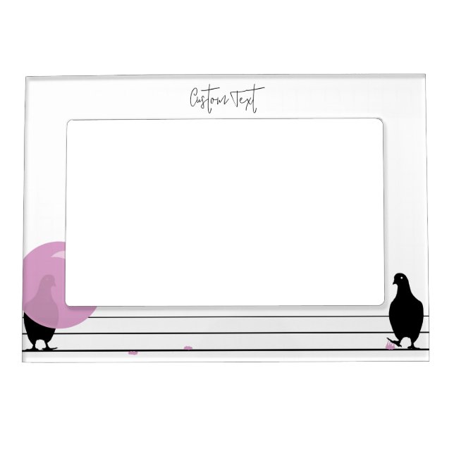 Funny Cute Bubblegum Birds on a Wire White Magnetic Frame (Front)