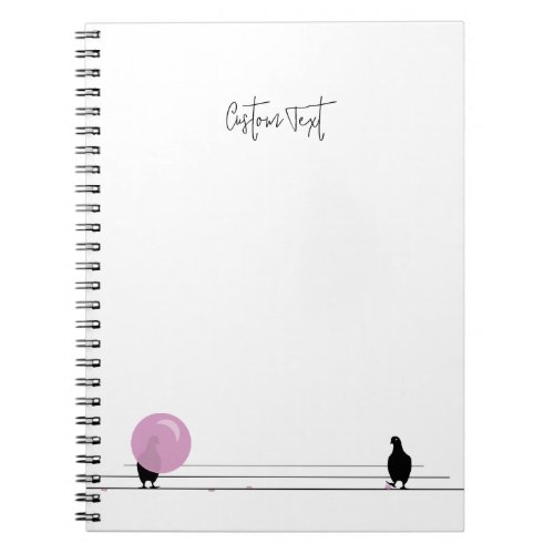 Funny Cute Bubblegum Birds on a Wire White Notebook