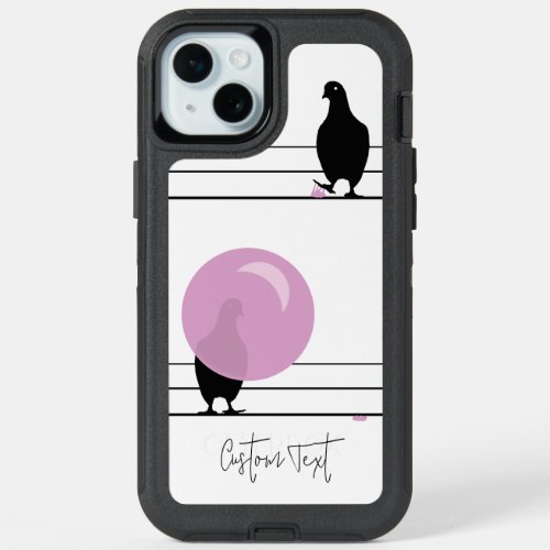 Funny Cute Bubblegum Birds on a Wire White iPhone 15 Plus Case