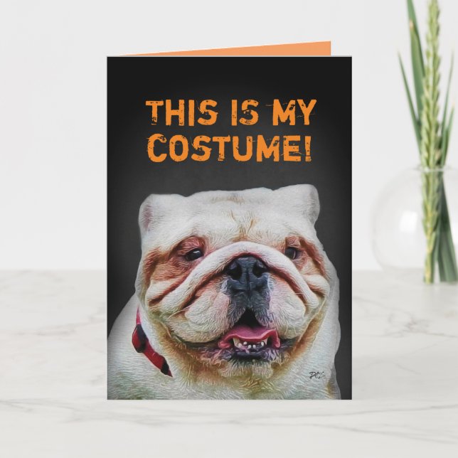 Funny Cute Bulldog Halloween Card (Front)