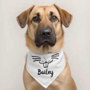 Funny cute bunny face custom name Easter egg hunt Pet Bandana Collar
