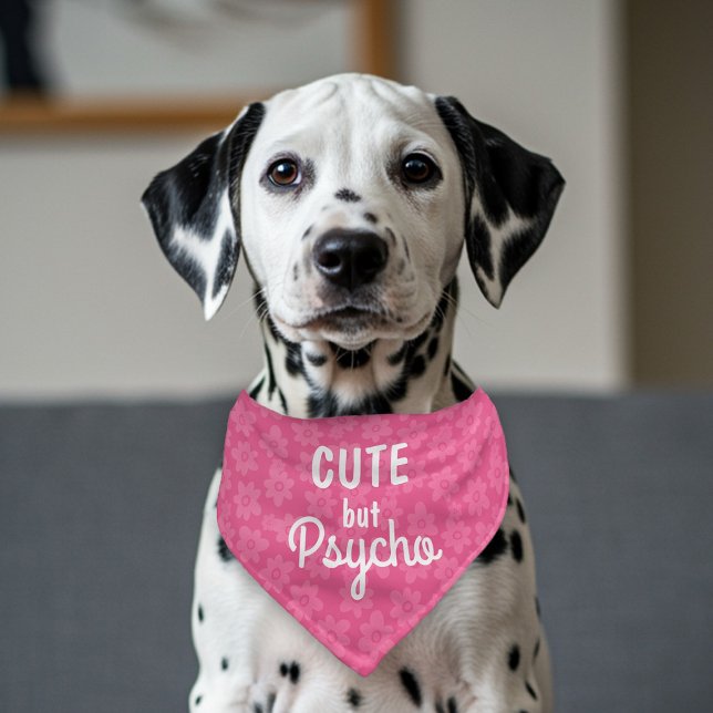 Funny Cute But Psycho Floral  Pet Bandana Collar (Creator Uploaded)