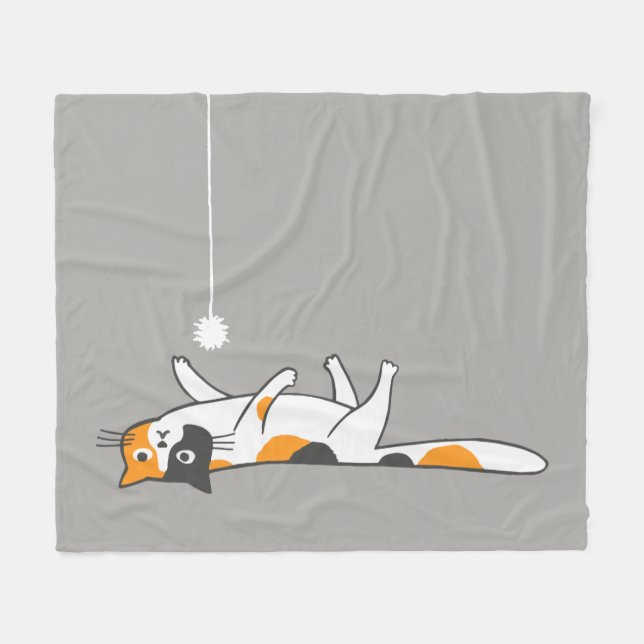 Funny Cute Calico Cat | Kitty Cat Lover's Fleece Blanket (Front (Horizontal))
