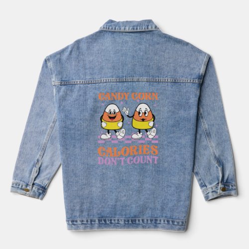Funny Cute Candy Corn Calories Dont Count Hallowee Denim Jacket