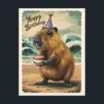 Funny Cute Capybara Happy Birthday  Postcard<br><div class="desc">Introducing my Funny Cute Capybara Happy Birthday Postcard! This delightful card combines the whimsy of a charming capybara with a heartwarming birthday greeting. Featuring a vintage-inspired design, this postcard evokes a sense of nostalgia while bringing a smile to your loved one's face. Perfect for capybara enthusiasts and anyone who appreciates...</div>