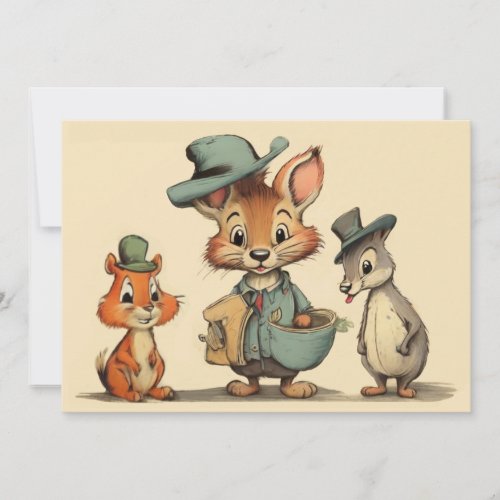 Funny Cute Cartoon Animal Couriers Any Occasion  Holiday Card