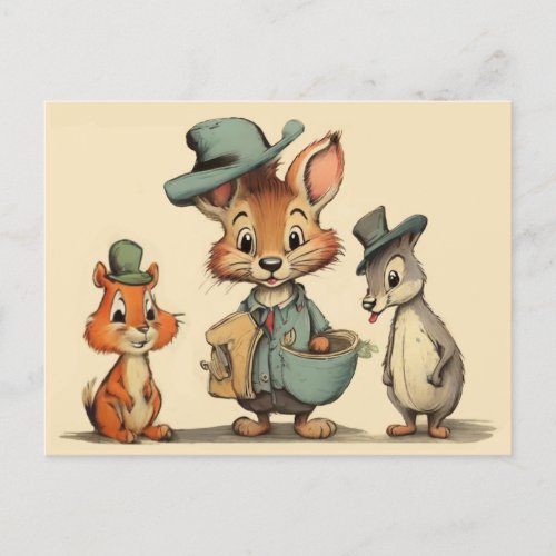 Funny Cute Cartoon Animal Couriers Any Occasion Postcard