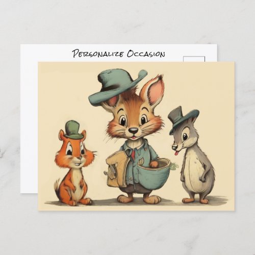 Funny Cute Cartoon Animal Couriers Any Occasion Postcard