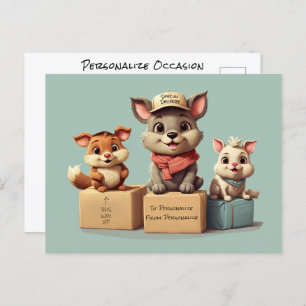 Funny Cute Cartoon Animals Any Occasion Delivery Postcard