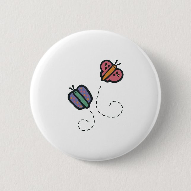 funny cute cartoon butterflies pinback button (Front)