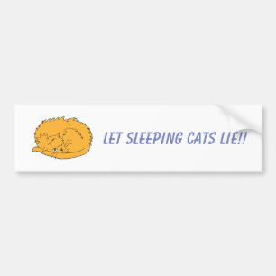 Funny Cute Cartoon Cat Sleeping Bumper Sticker