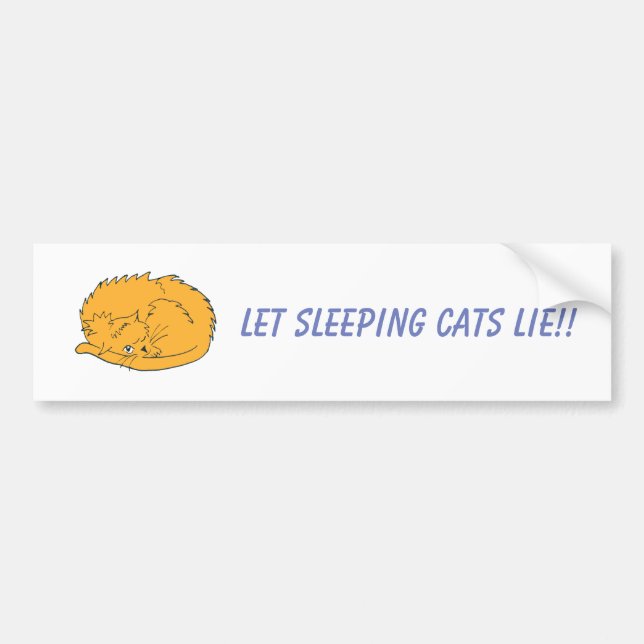 Funny Cute Cartoon Cat Sleeping Bumper Sticker (Front)