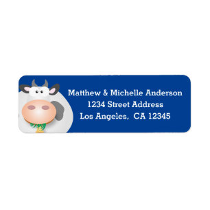 Funny Cute Cartoon Cow Address Label