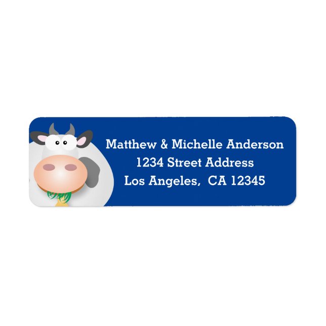 Funny Cute Cartoon Cow Address Label (Front)
