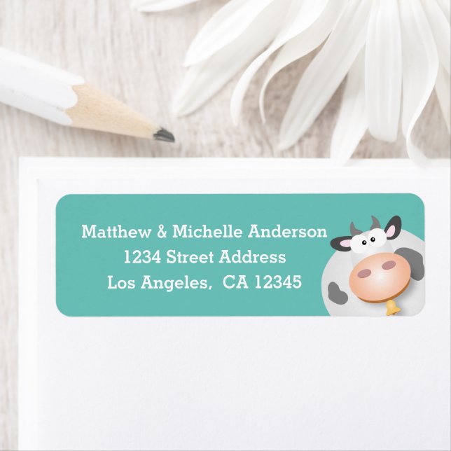 Funny Cute Cartoon Cow We Have Moved Address Label (Insitu)