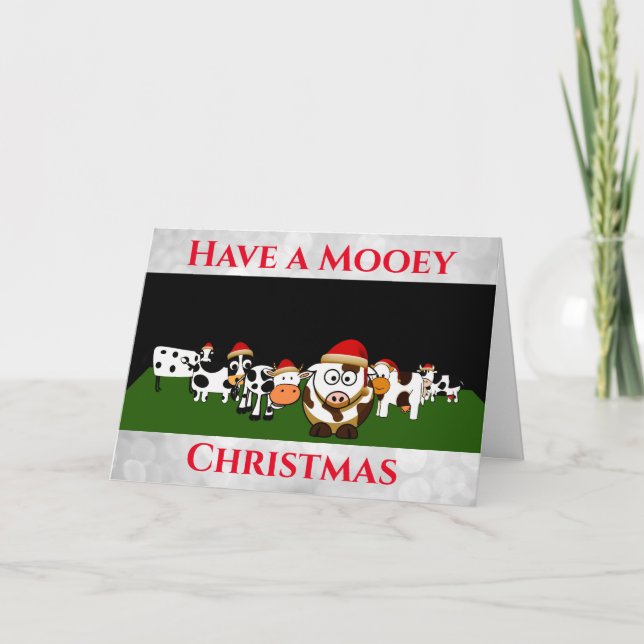 Funny Cute Cartoon Cows Christmas Card (Front)