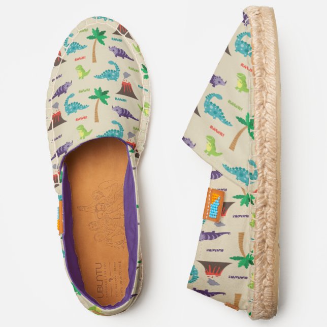 Funny Cute Cartoon Dinosaurs go Rawr Espadrilles (Side)