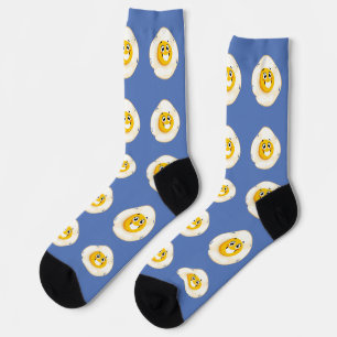 Funny Cute Cartoon Eggs Humor Food Pun  Socks