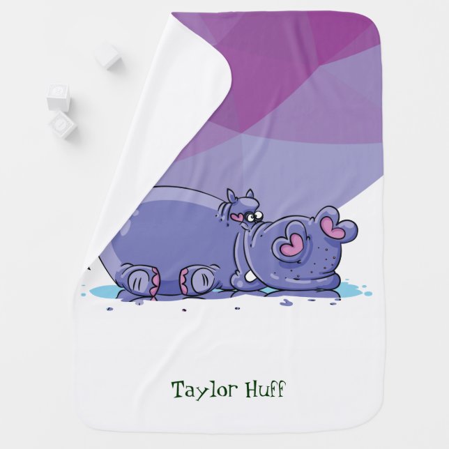 Funny Cute Cartoon Hippo Baby Blanket (In Situ)