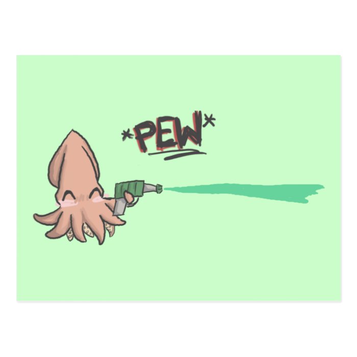 Funny Cute Cartoon Lazer Squid Post Card
